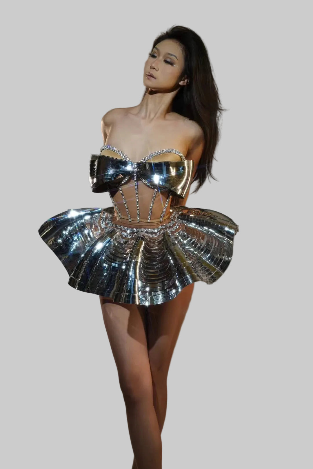 Shiny 2-Piece Rayon Skirt Set