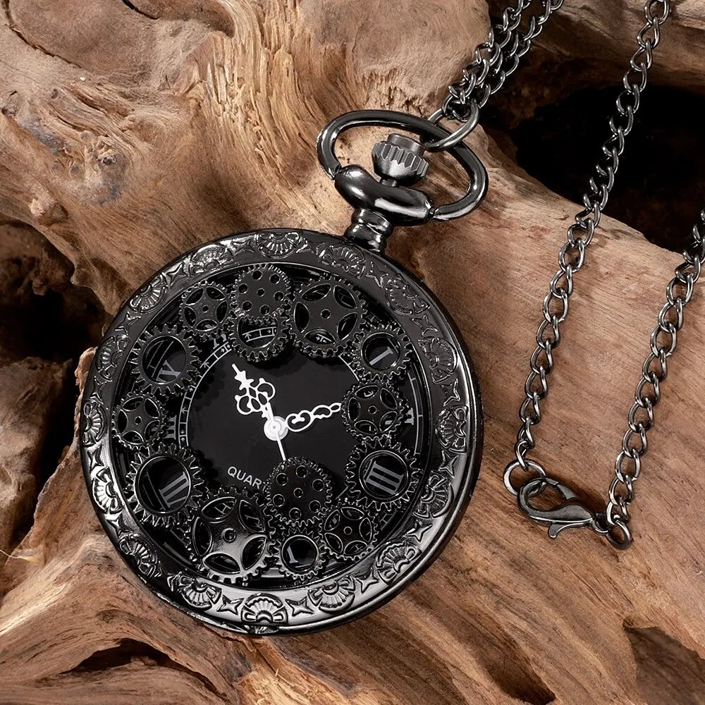 Steampunk Pocket Watch | Black Gearwork
