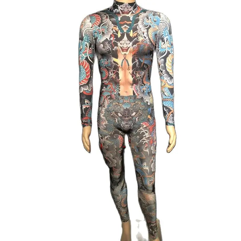 Printed Bodysuit Jumpsuit | Long Sleeve | Stage & Pole