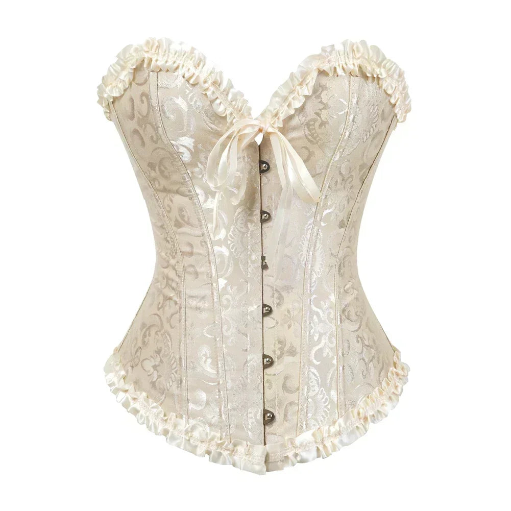 Victorian Overbust Corset | Floral Satin | Plus Size