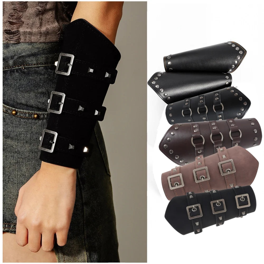 Buckled Faux-Leather Bracer | Single