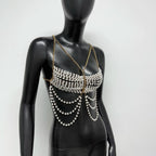Pearl Tassel Chain Halter Crop Top