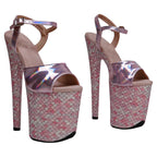 20cm Holographic Platform Sandals - Glitter Dance Heels