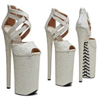 10-Inch Glitter Platform Sandals - Ankle Strap Dance Heels