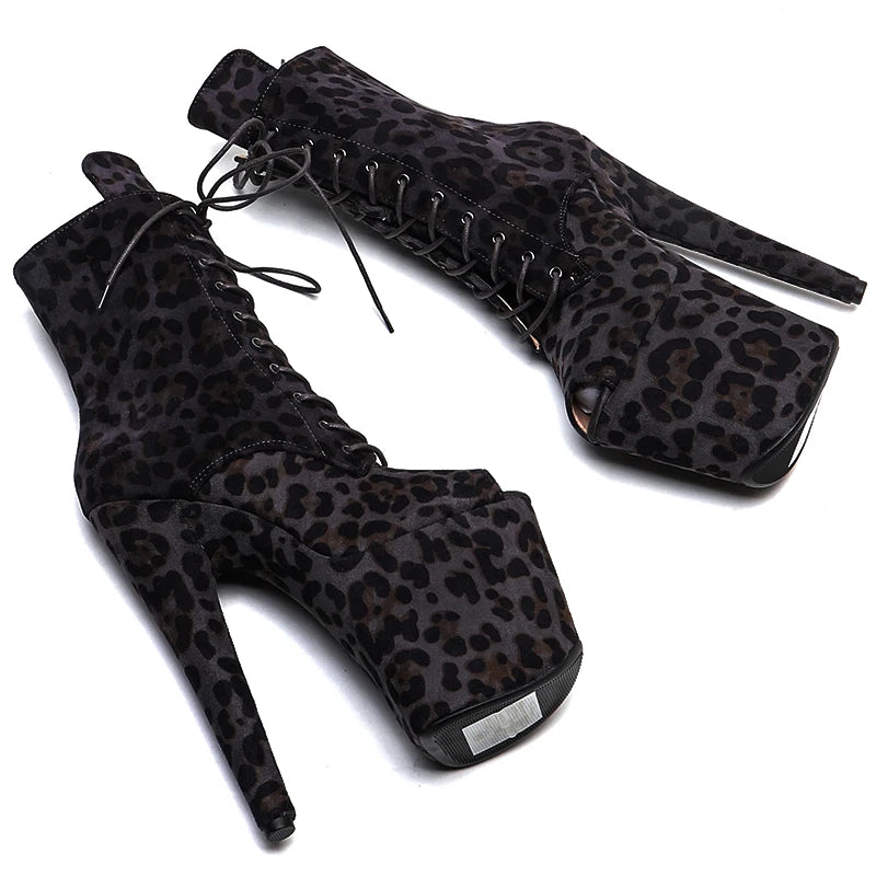 Dark Grey Suede Platform Ankle Boots – High Heel Pole Dance Shoes