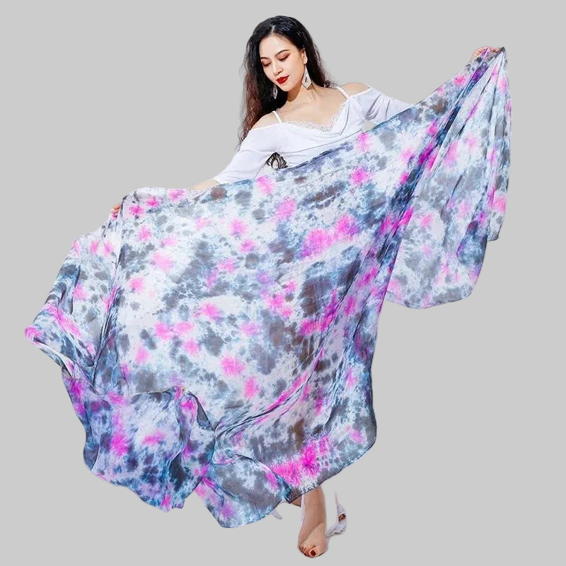Tie Dye Silk Belly Dance Veil - Performance Scarf 250cm x 114cm