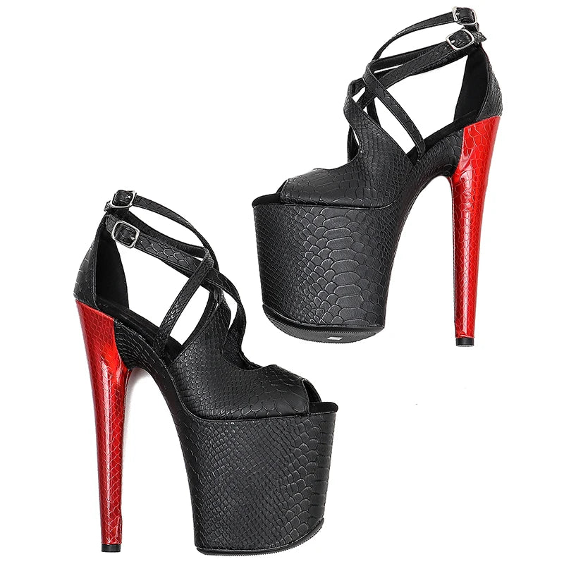 Snakeskin 8-Inch Platform Pole Dance Sandals