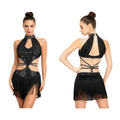 Shiny Latin Tassel Fringe Dress | Halterneck Keyhole Cutout | Samba Tango Performance