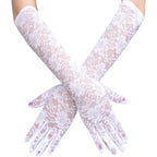 Sheer Lace Elbow Gloves | Floral | Black & White