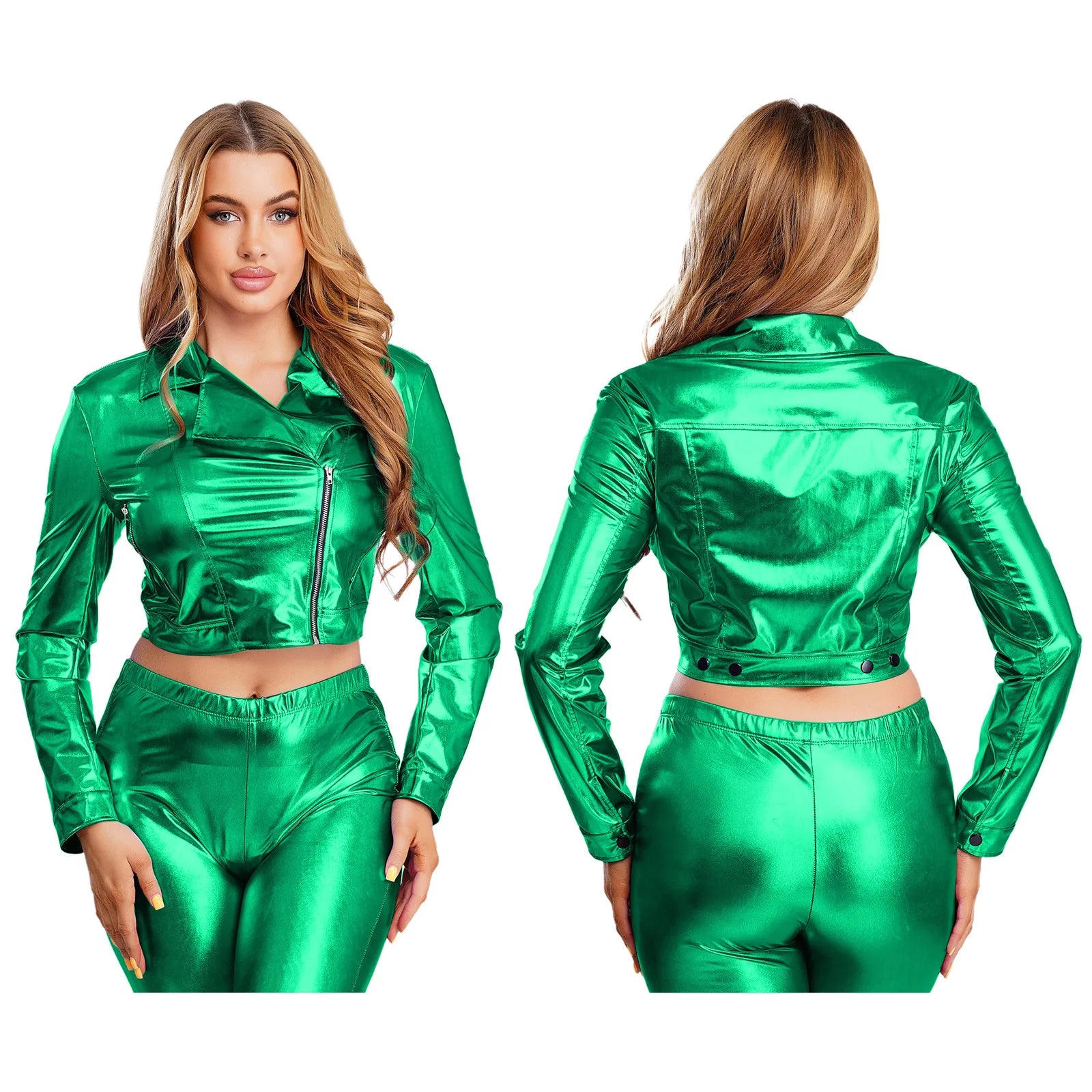 Metallic Cropped Moto Blazer Jacket | 4 Colors