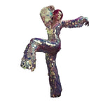 Sequined V-Neck Jumpsuit - Full Sleeve Performance Gown for Stage & Events