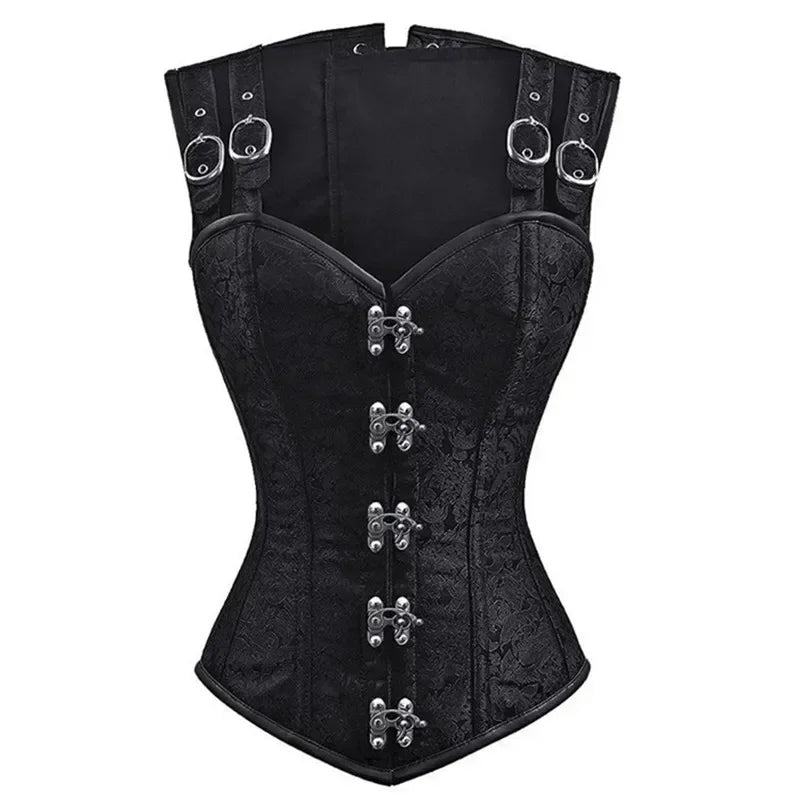 Steampunk Gothic Overbust Corset | Steel Boned Jacquard | S–XXL