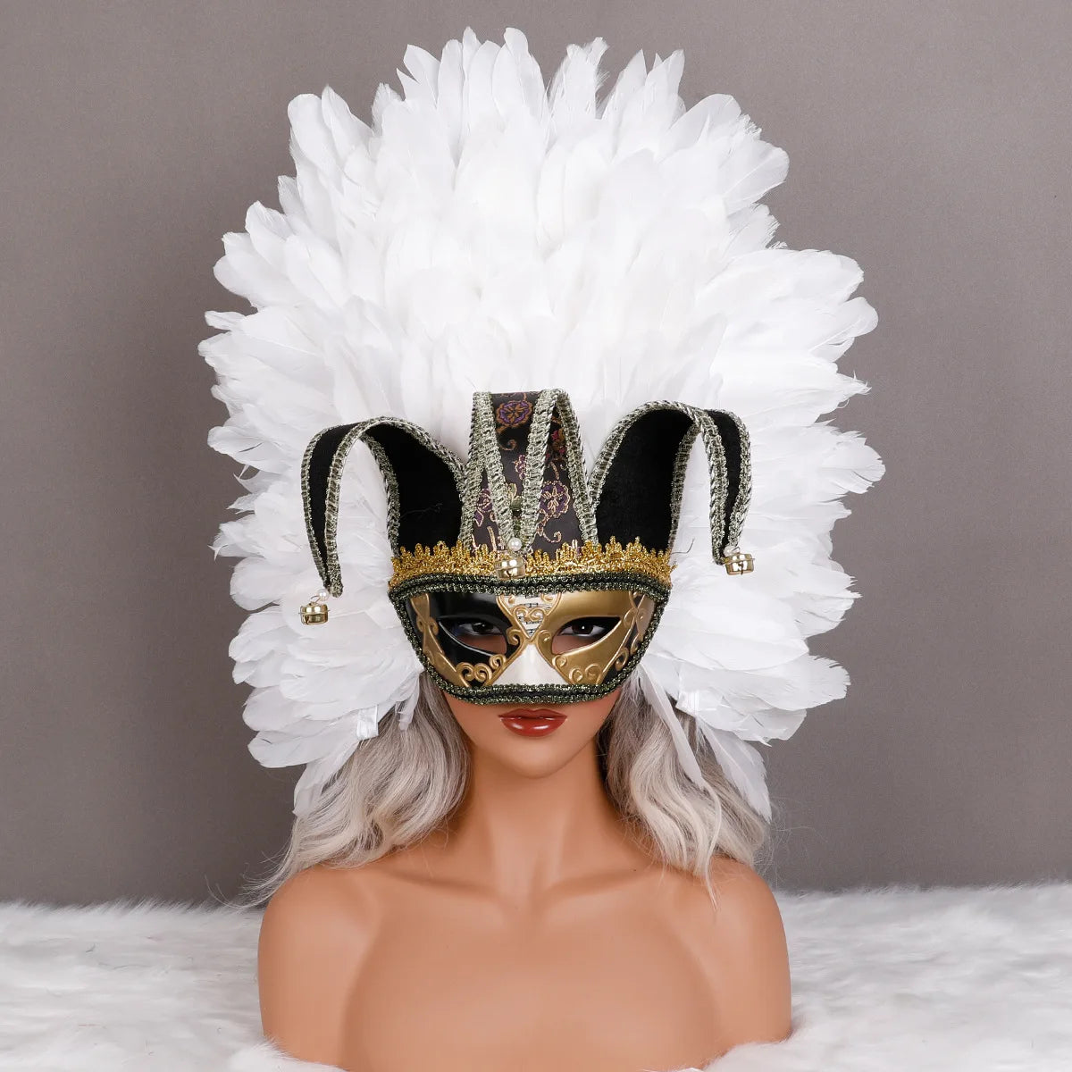Feather Masquerade Mask | Jester Crown