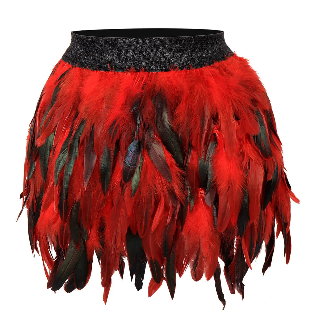 Faux Feather Stage Mini Skirt