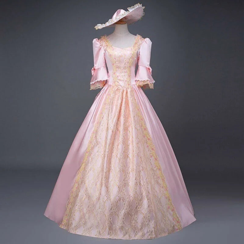 Lace Ball Gown | Victorian A-Line | Half Sleeve