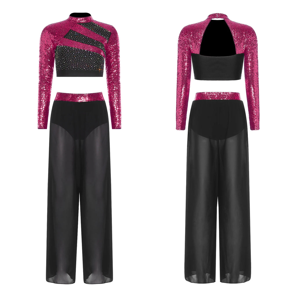 Lyrical Dance Set | Sequin Split Pants