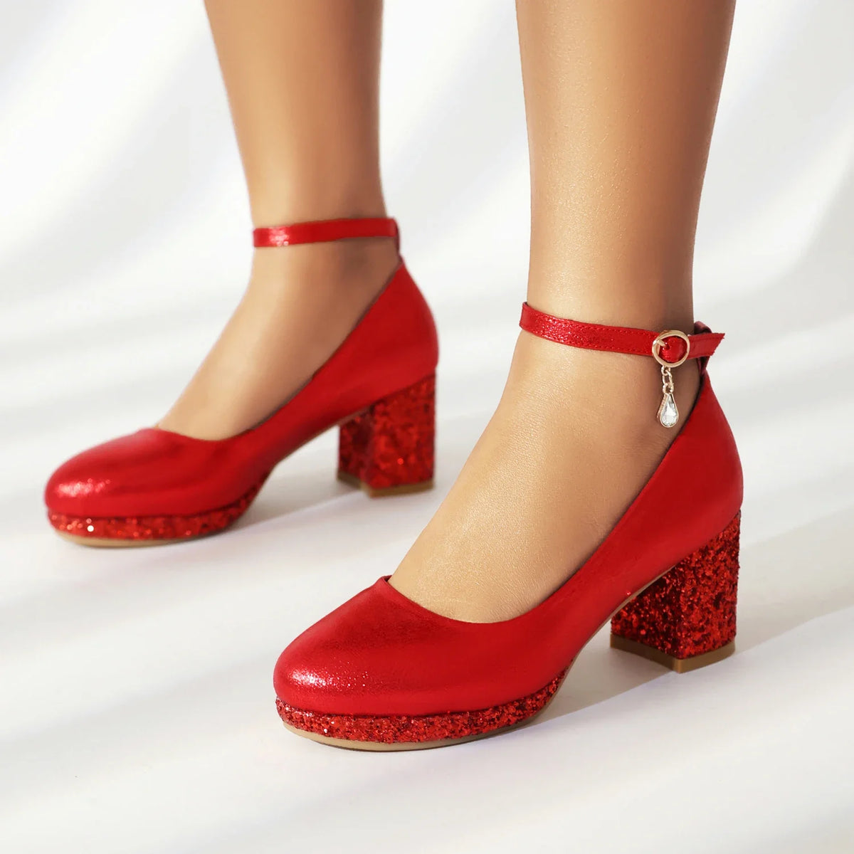 Ankle-Strap Pumps | Metallic Sparkle | 6cm