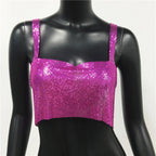 Sequin Backless Crop Tank Top