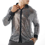 Men's Sequin Disco Shirt | Long Sleeve | Button-Down