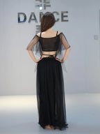 Belly Dance Costume | Mesh Top & Long Sash Skirt Set