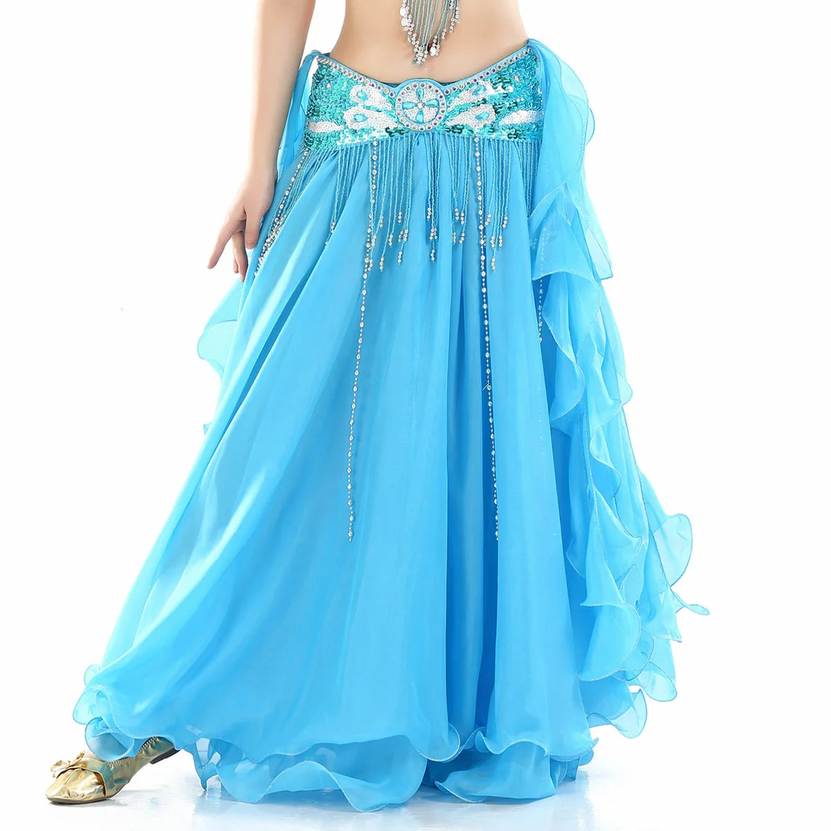 Belly Dance Skirt | Ruffled Double Slit