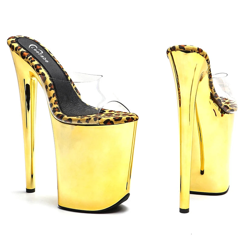 Clear Platform Open-Toe Slipper Heels - 9 Inch Pole Dance Sandals