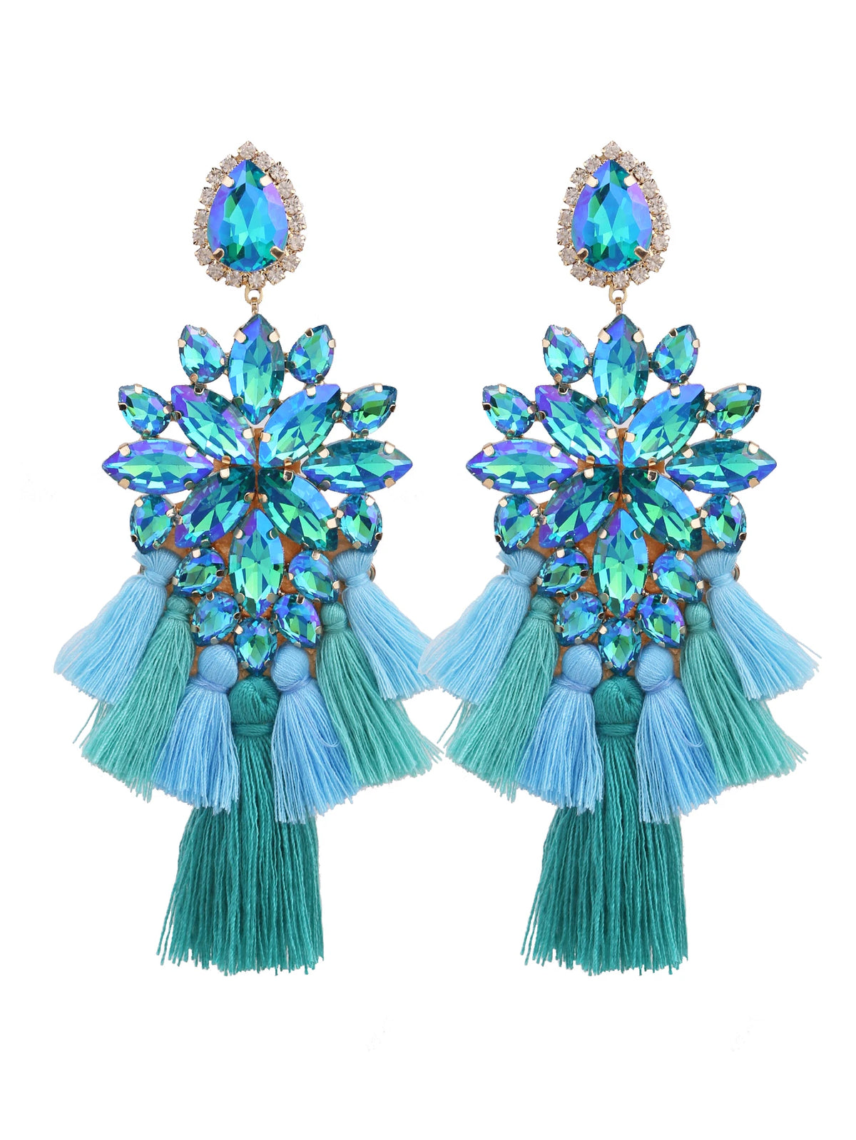 Glass Fringe Drop Earrings | Clip or Pin
