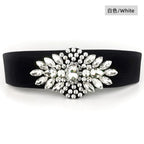 Crystal Flower Wide Elastic Belt | Stage & Dressy