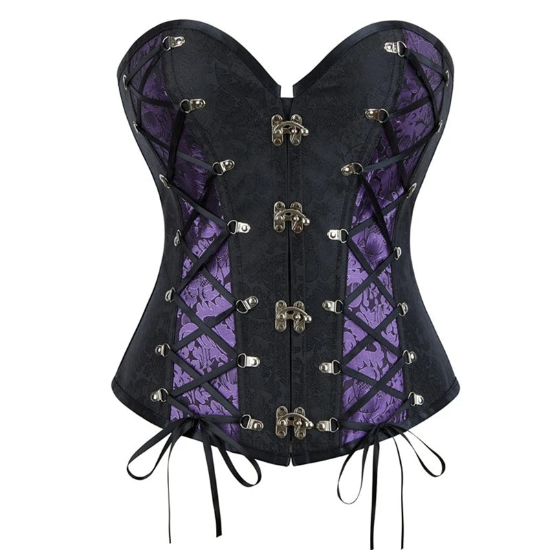 Steampunk Overbust Corset | Vintage Print | Gothic Lace-Up