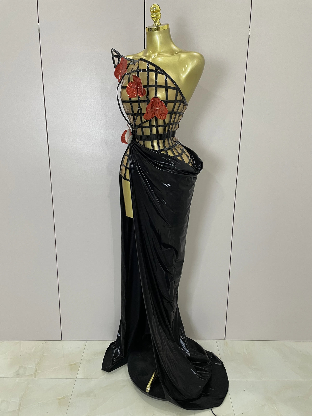 Cage Bodice Mesh Gown Set | Top, Skirt & Gloves | Stage