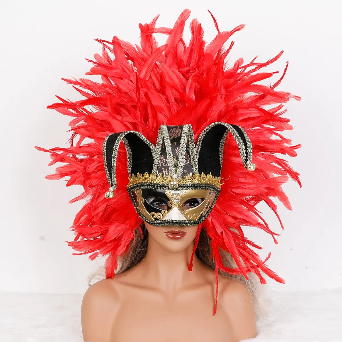 Feather Masquerade Mask | Jester Crown