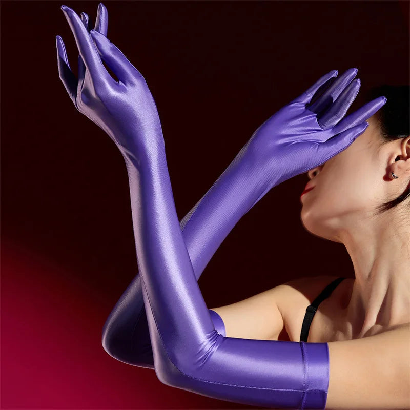 Glossy Elbow-Length Gloves | Stagewear