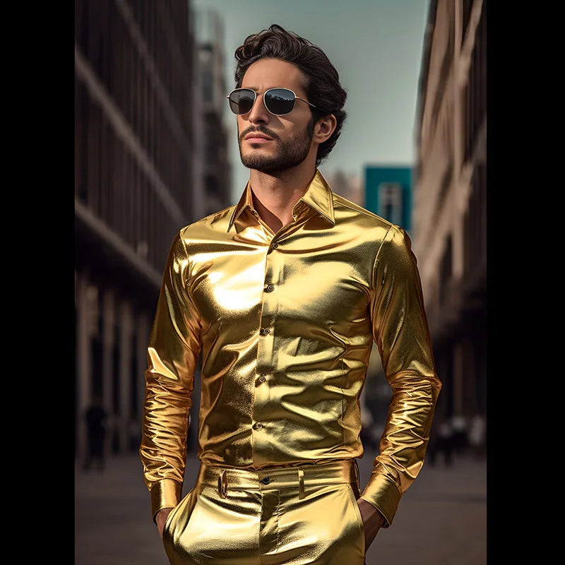 Men's Metallic Shirt | Gold & Silver