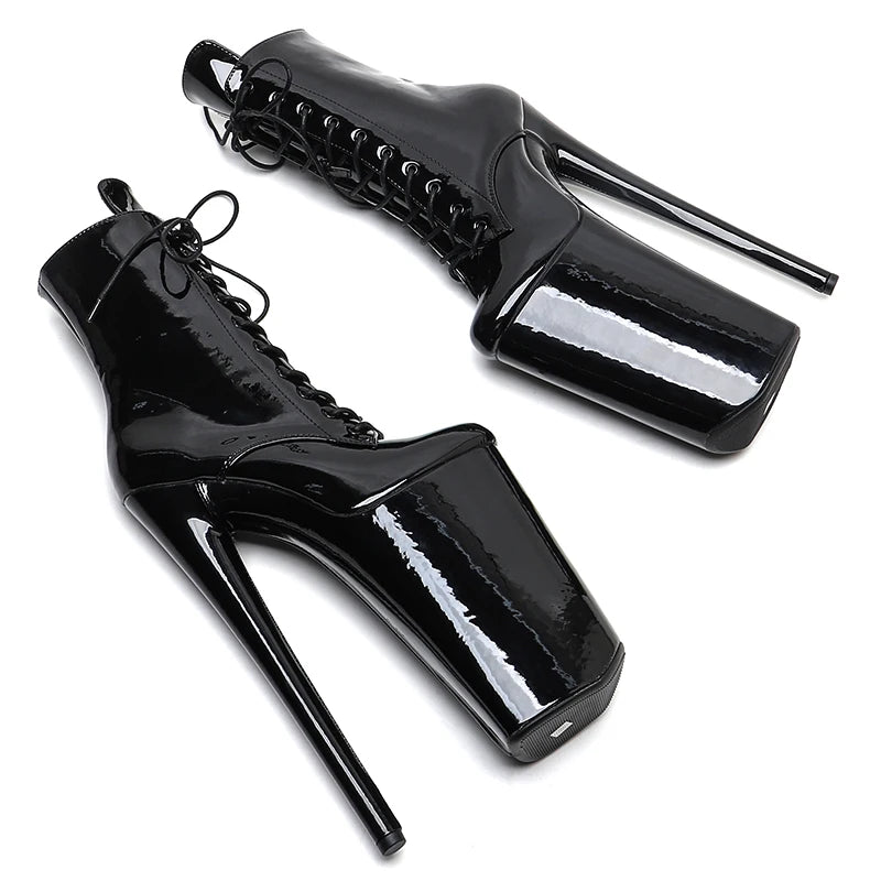 Patent Platform Ankle Boots – 9-Inch Pole Dance Heels, Black