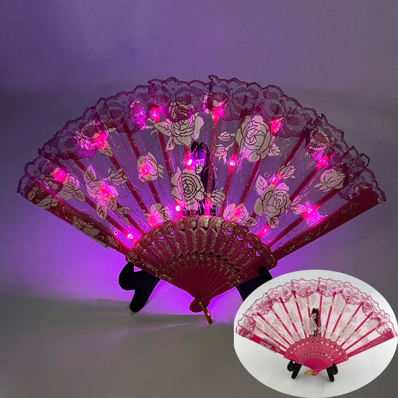 LED Lace Hand Fan | Light-Up Dance & Performance Fan