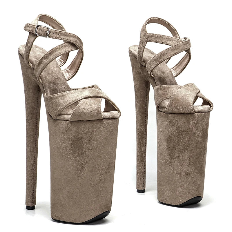 10-Inch Suede Platform Sandals - Open-Toe Dance Heels