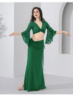 Belly Dance Costume | Lace Bell Sleeve Top & Maxi Skirt