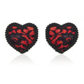 Black & Red Heart Pasties | Lace Trim