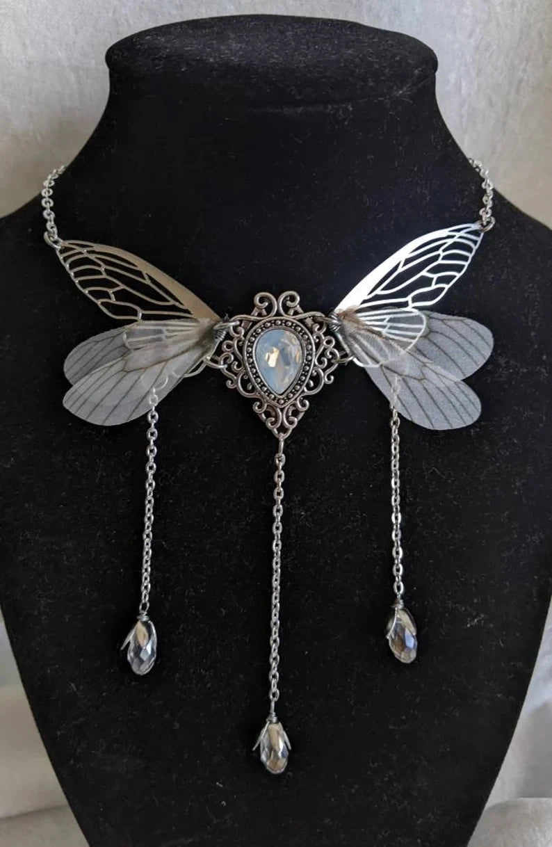 Fairy Wing Crystal Necklace | Faerie Charm | 7 Colors