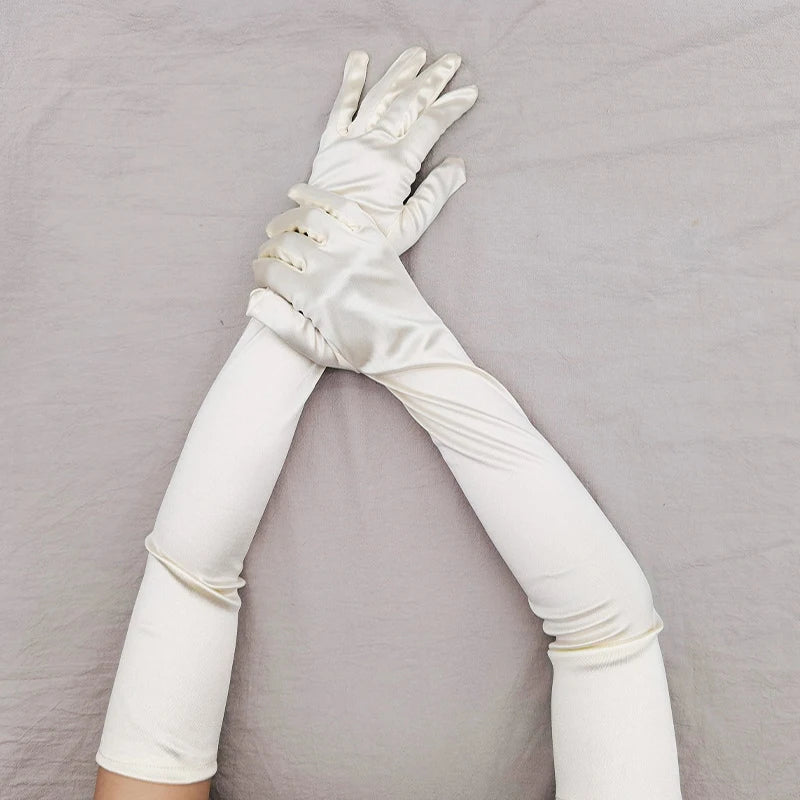 Elbow-Length Satin Gloves | Stagewear