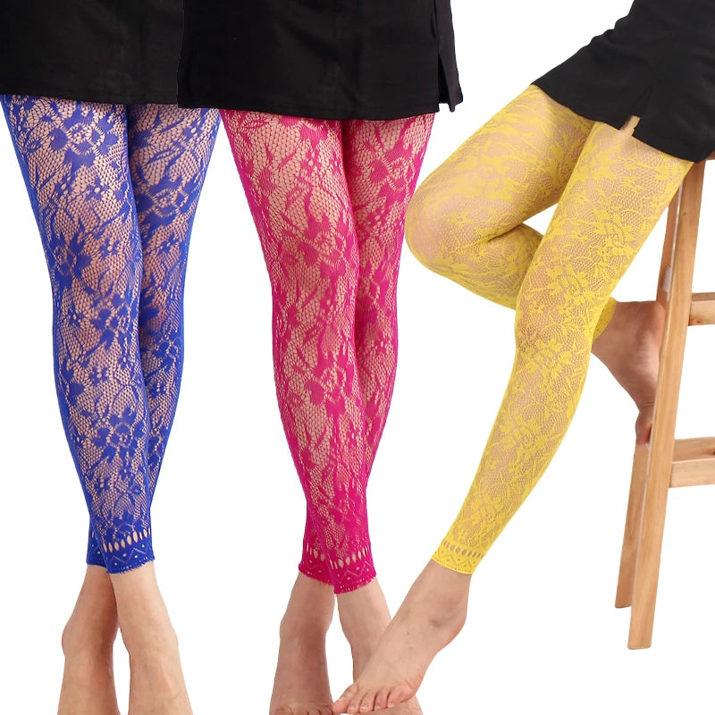 Colored Fishnet Footless Tights | High Waist Leggings | One Size