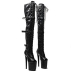 8-Inch Matte Thigh-High Boots - Lace-Up Dance Boots