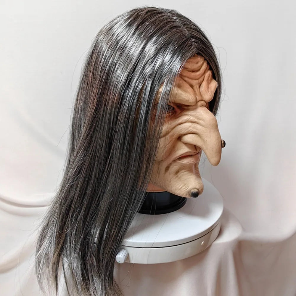 Witch Character Mask | Long Grey Hair