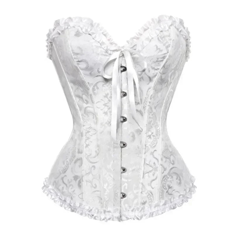 Victorian Overbust Corset | Floral Satin | Plus Size