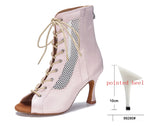 Lace-Up Mesh Dance Boots | Latin & Jazz | Multi-Heel