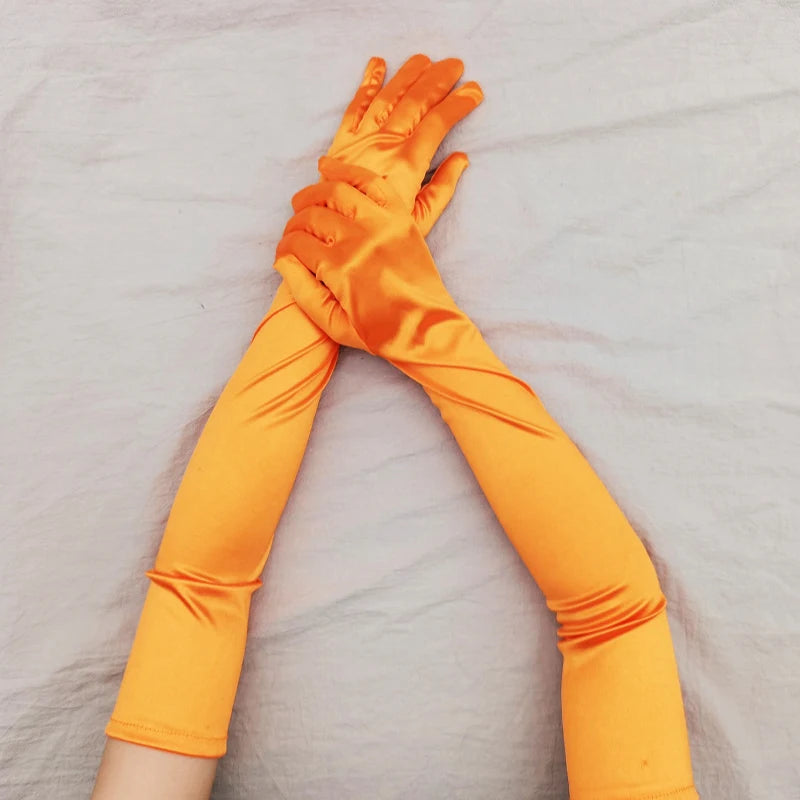 Elbow-Length Satin Gloves | Stagewear