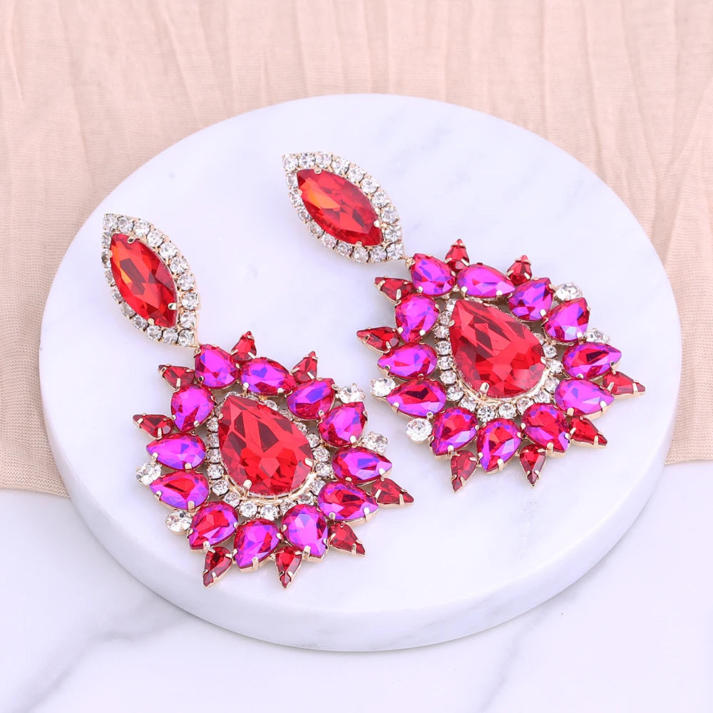 Rhinestone Drop Earrings | Clip or Pin