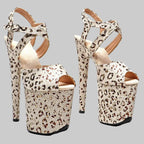 Leopard Glitter 8-Inch Platform Pole Dance Heels
