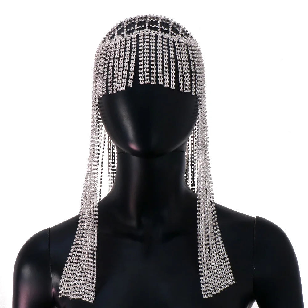 Rhinestone Headpiece | Long Silver Fringe