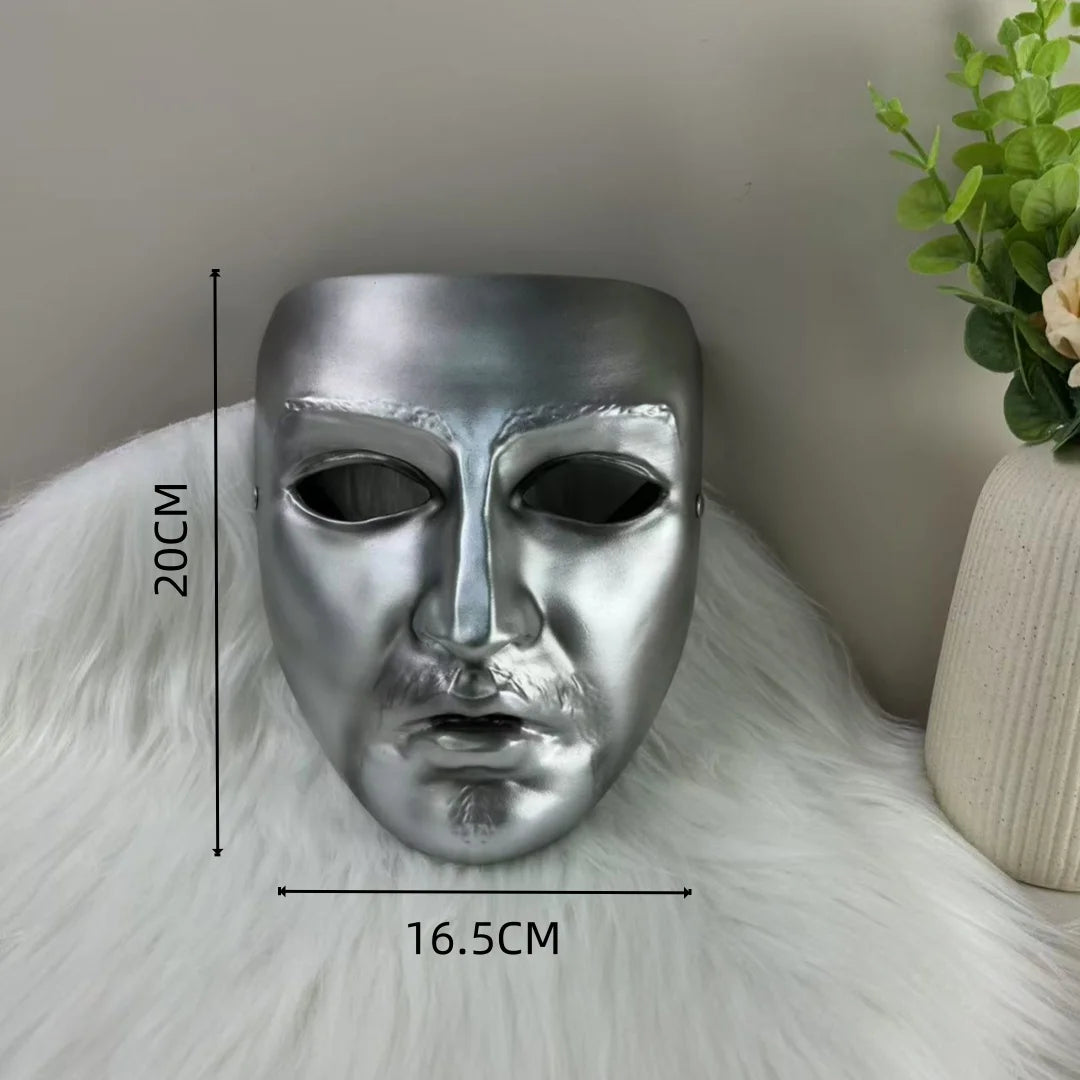 Silver Full-Face Resin Mask | Textured & Smooth | Cosplay